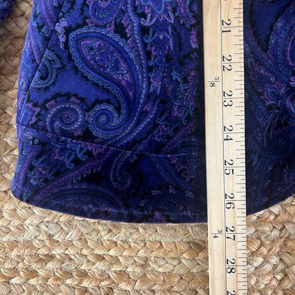 Lafayette 148 New York Velvet Paisley Blazer 12 | Purple Lined Y2K Glam Jacket - Picture 7 of 12